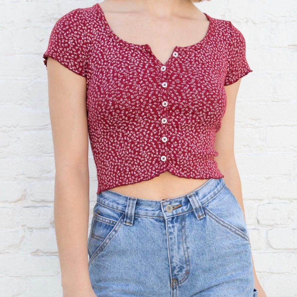 Brandy Melville red zelly ruffle top